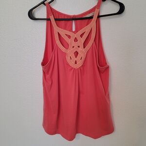 SFERRA Coral Top with Cream Accents Sleeveless SZ L